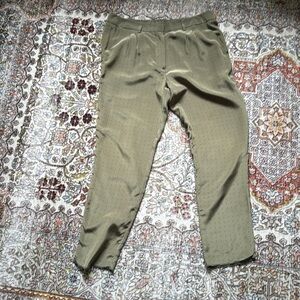 Jenni Kayne silk polka dot tailored olive pants 2